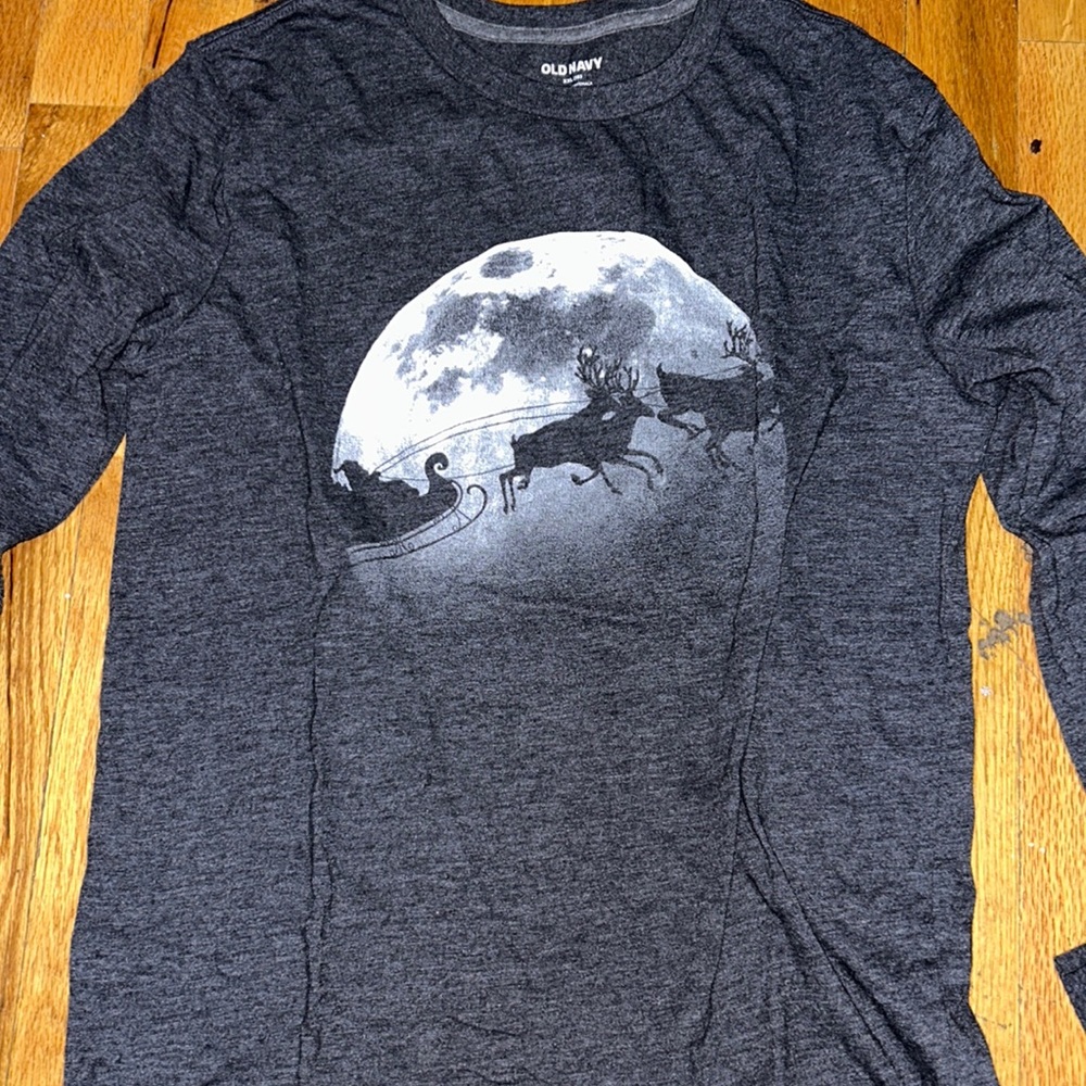 Santa’s sleigh - long sleeved grey tee - size XXL